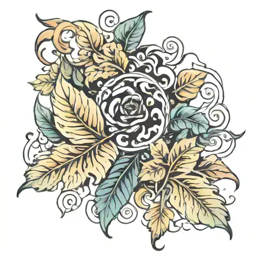 leaf hurricane tattoo design idea