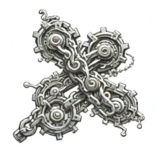 bike chain dna strand tattoo design idea