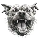 pit bull growling anger teeth shownstanding on all 4 legs tattoo design idea