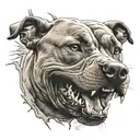 pit bull growling anger teeth shownstanding on all 4 legs tattoo design idea