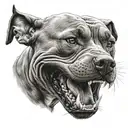 pit bull growling anger teeth shownstanding on all 4 legs tattoo design idea