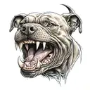 pit bull growling anger teeth shownstanding on all 4 legs tattoo design idea