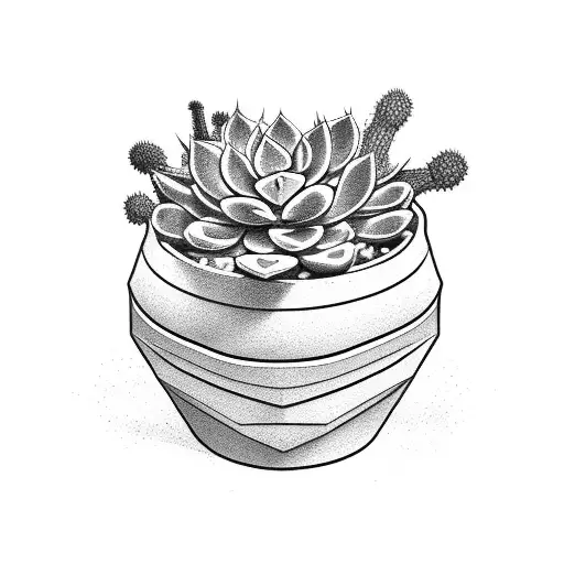 wooden planter with succulents tattoo design idea
