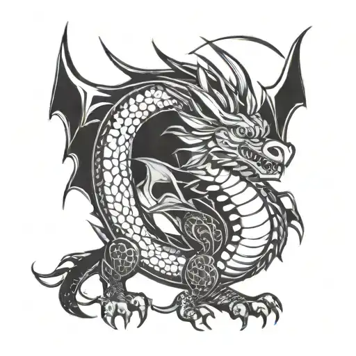 Native American welsh dragon tattoo design idea