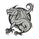 Native American welsh dragon tattoo design idea