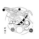 planets and physics symbols tattoo design idea