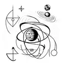 planets and physics symbols tattoo design idea