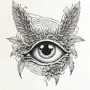  Icarus Fall, Lucifer's crying eye, and the hads of God and Adam from the creation painting tattoo design idea