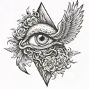  Icarus Fall, Lucifer's crying eye, and the hads of God and Adam from the creation painting tattoo design idea