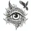  Icarus Fall, Lucifer's crying eye, and the hads of God and Adam from the creation painting tattoo design idea