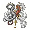 Scorpio and capricorn tattoo design combining tattoo design idea