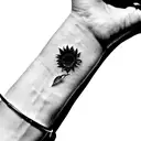 sunflower fine line bracelet wrist tattoo design idea