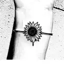 sunflower fine line bracelet wrist tattoo design idea