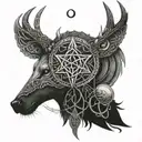 Deer, Wolf , Celtic Cross, moon, pentagramm, raven tattoo design idea