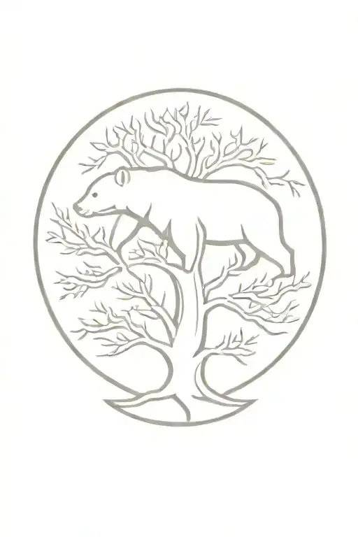 tree of life, adapt, bear  tattoo design idea