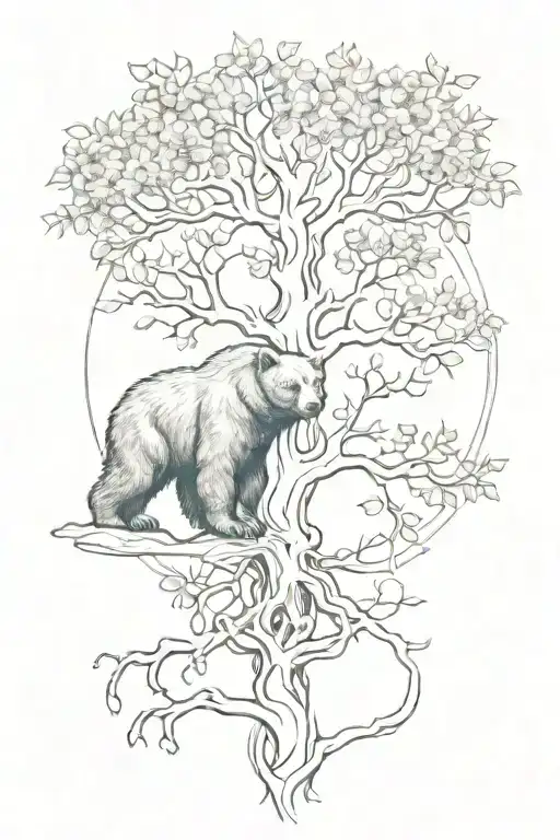 tree of life, adapt, bear  tattoo design idea
