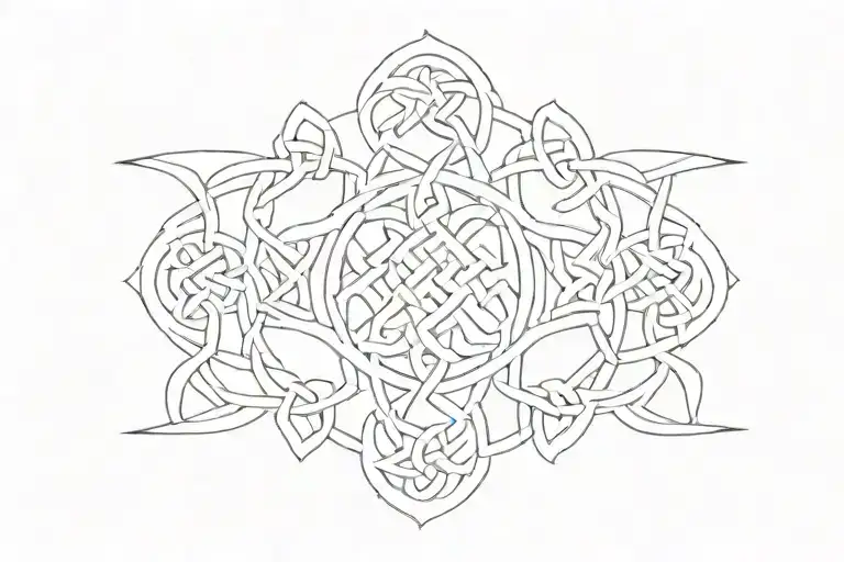 narrow  rectangle of Celtic knots with broken ends tattoo design idea