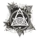 An Iberian-inspired Celtic trinity symbol surrounded by elements of nature and the outdoors tattoo design idea