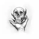 skull hand holing tattoo design idea