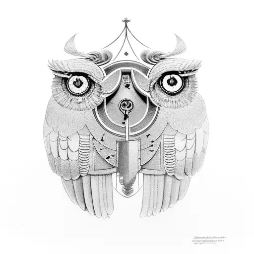 athena and owl statue tattoo design idea