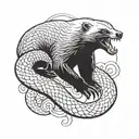 honey badger fighting a snake coiled tattoo design idea