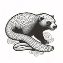 honey badger fighting a snake coiled tattoo design idea