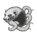 honey badger fighting a snake coiled tattoo design idea