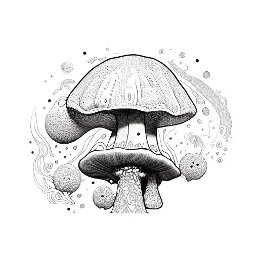 golden doodle, magic mushroom tattoo design idea