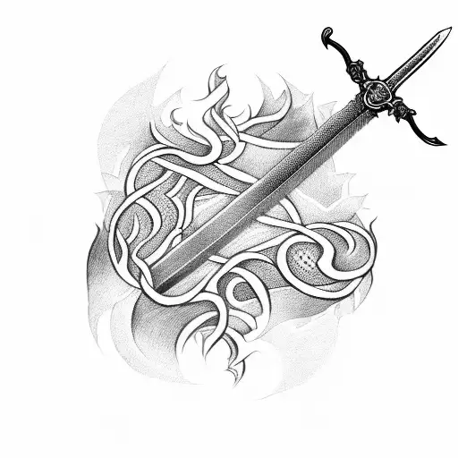 sword vines wrapped around it  tattoo design idea