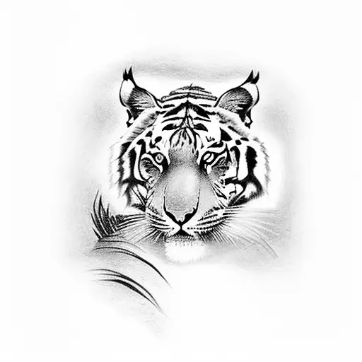 Design a tattoo depicting a tiger climbing a mountain, symbolizing strength and determination tattoo design idea