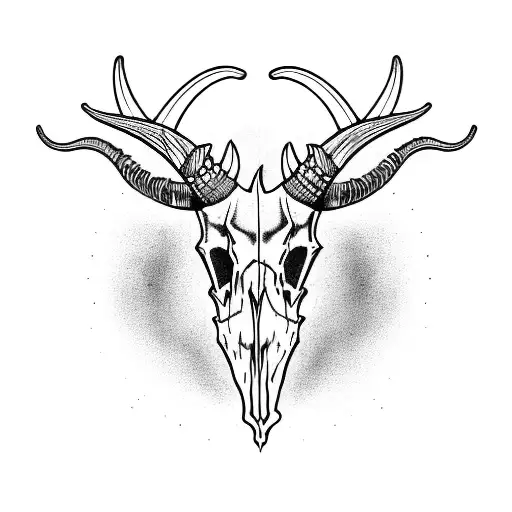 5 horned goat skull tattoo design idea