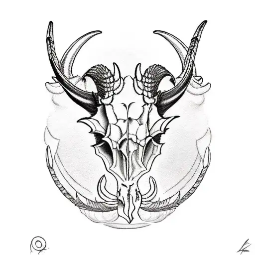 5 horned goat skull tattoo design idea