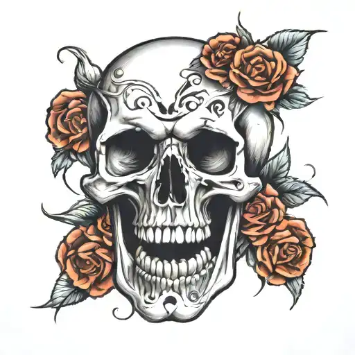 skull with canines tattoo design idea