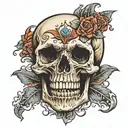 skull with canines tattoo design idea