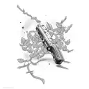 taser shooting out blackberry vines tattoo design idea