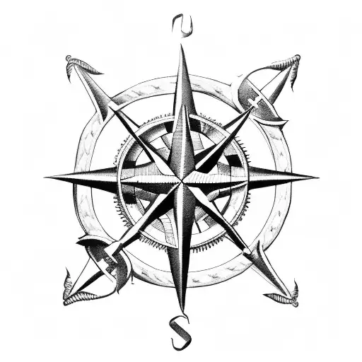u.s. navy swallows anchor knots compass  tattoo design idea