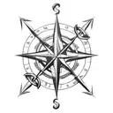 u.s. navy swallows anchor knots compass  tattoo design idea
