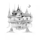 Haunted house  tattoo design idea