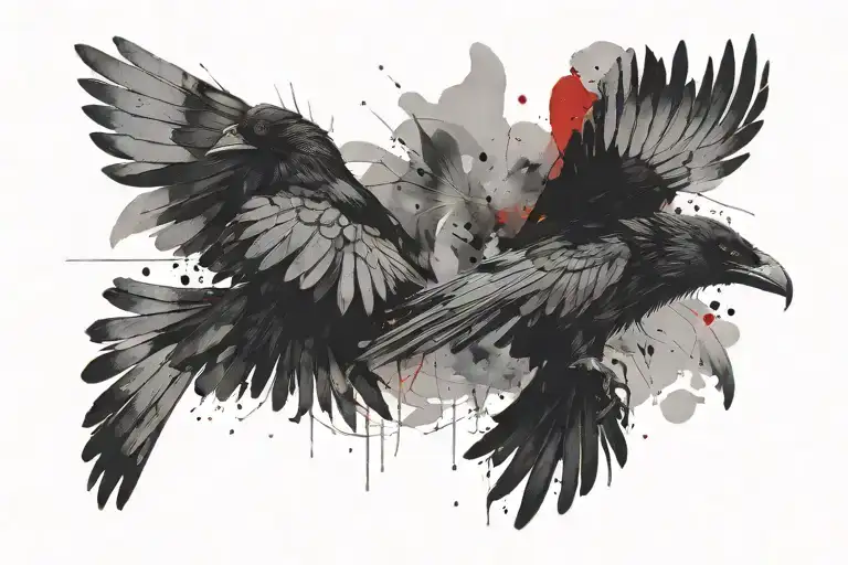 double-headed raven with its wings outspread tattoo design idea