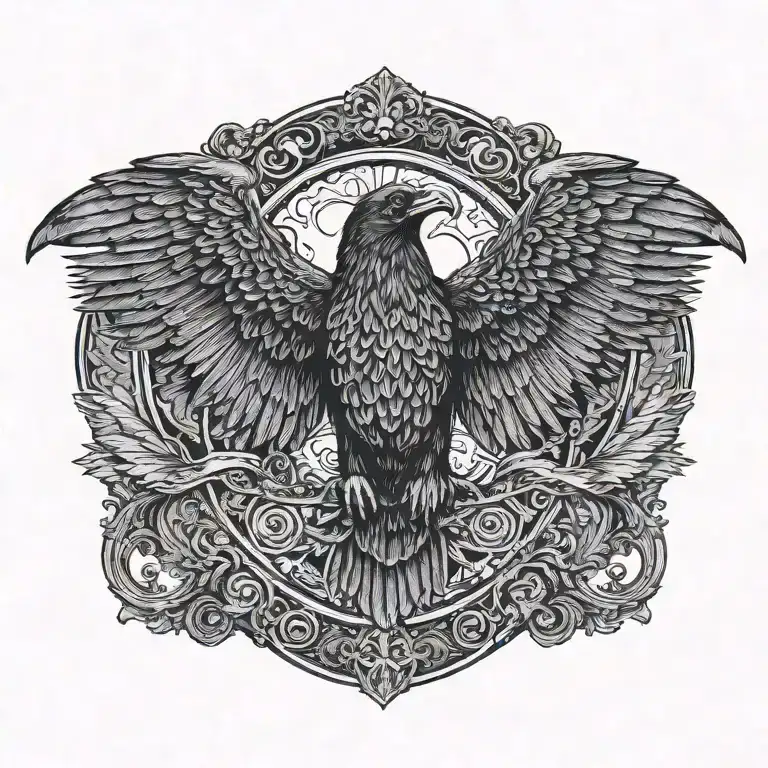 double-headed raven with its wings outspread tattoo design idea