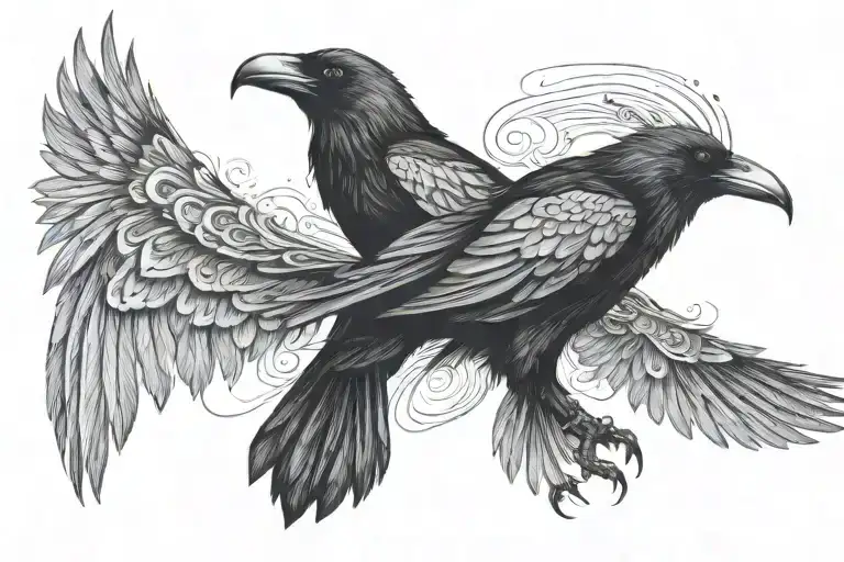 double-headed raven with its wings outspread tattoo design idea