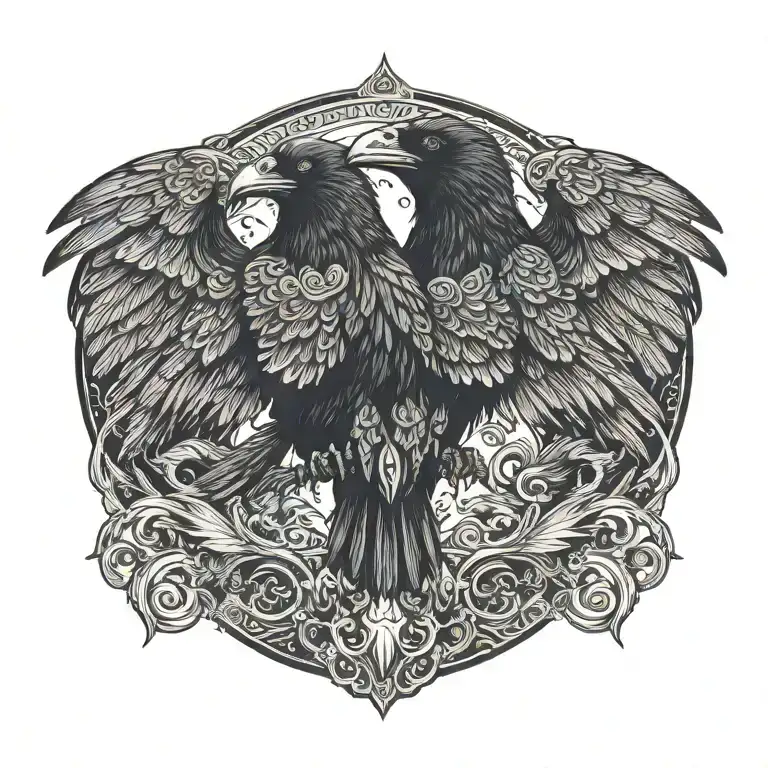 double-headed raven with its wings outspread tattoo design idea
