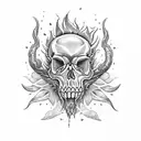 fire ram skull daisies tattoo design idea