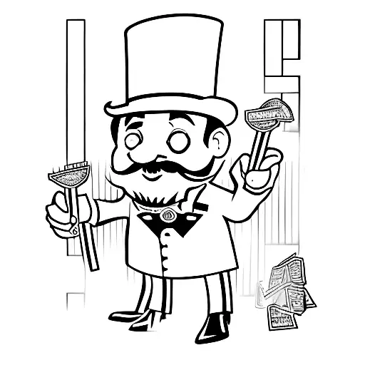 monopoly guy as a butcher tattoo design idea