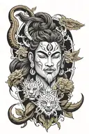 Shiva , Thunder and Nature scene tattoo design idea