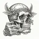 skull. hand going through skull. tattoo design idea