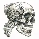 skull. hand going through skull. tattoo design idea