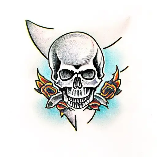 skull and dagger tattoo design idea