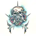 skull and dagger tattoo design idea