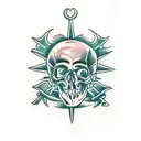 skull and dagger tattoo design idea